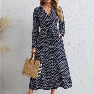 Navy and white maxi dress NWT